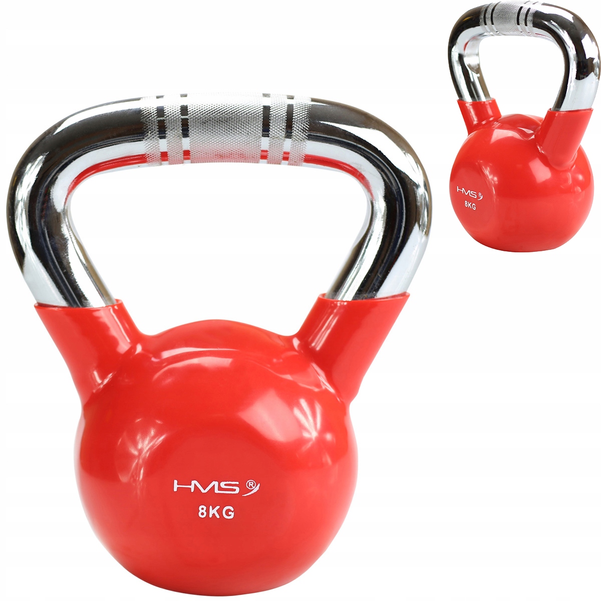 KETTLEBELL RED CHROM RADEŁKOWANY ŻELIWNY TRENINGOWY SOLIDNY 8KG HMS Stan opakowania oryginalne
