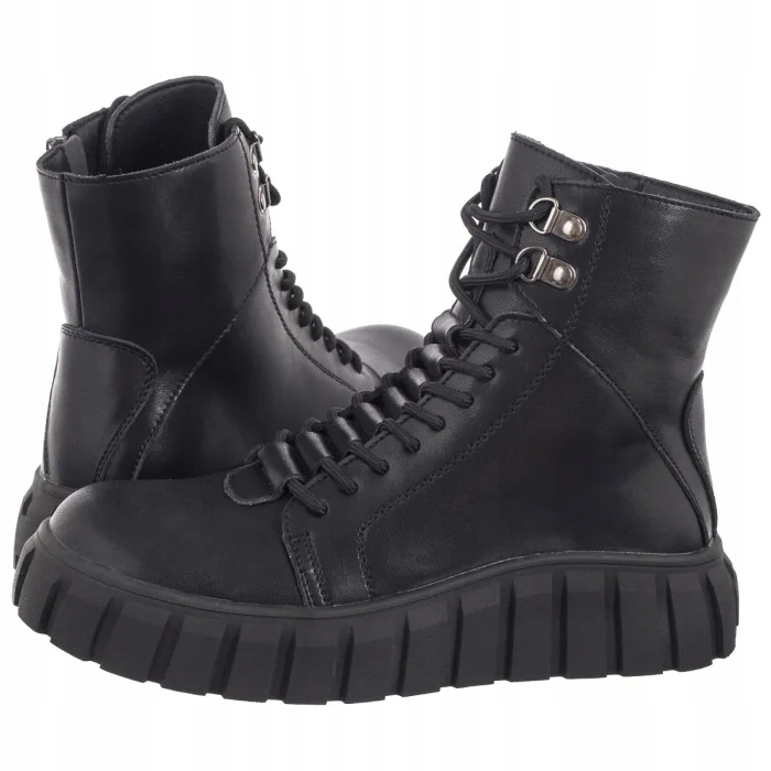 Dámské zateplené kožené kozačky Filippo černé DBT6312/24