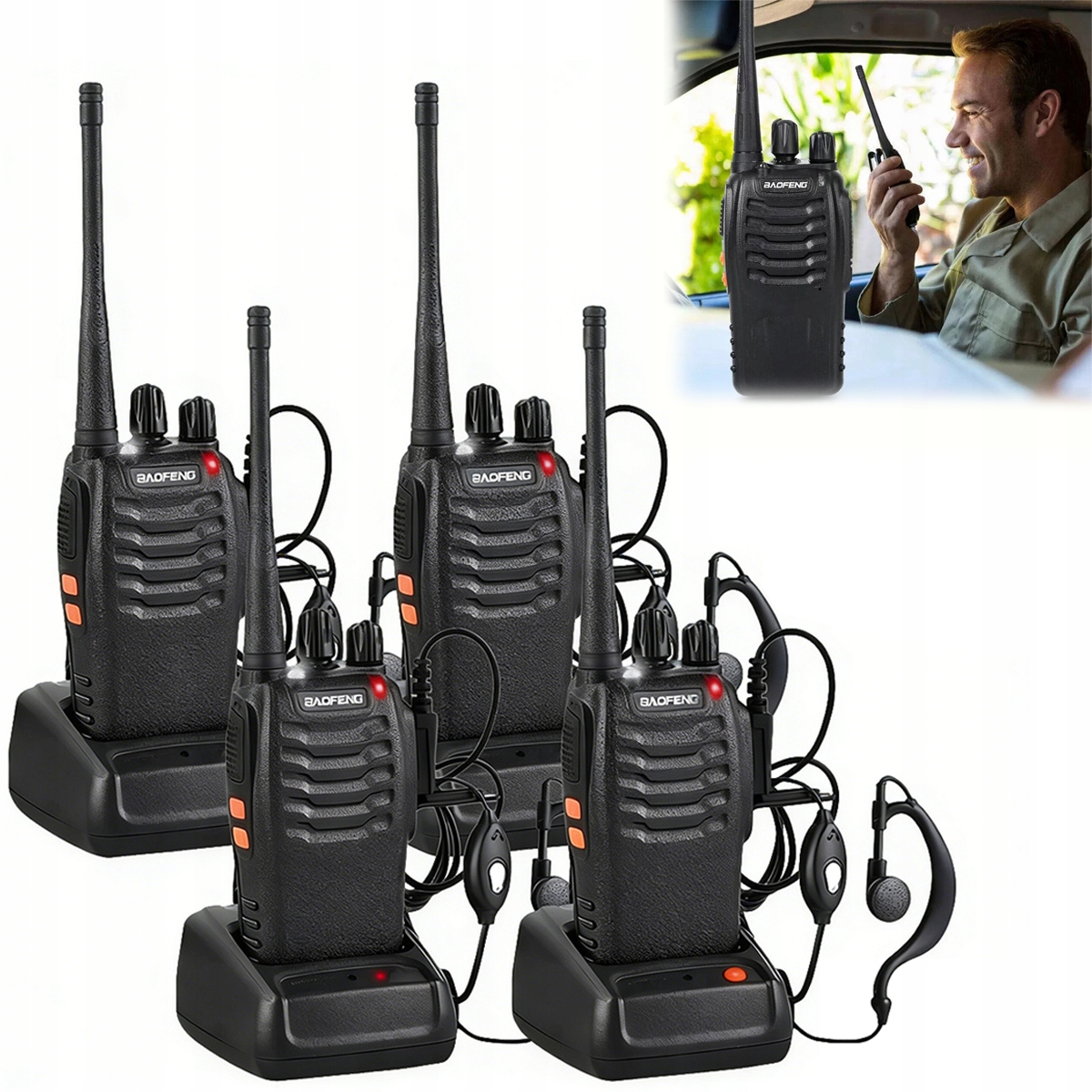 4szt Walkie Talkie Krótkofalówki Pmr Duży Zasięg Radiotelefon Zestaw