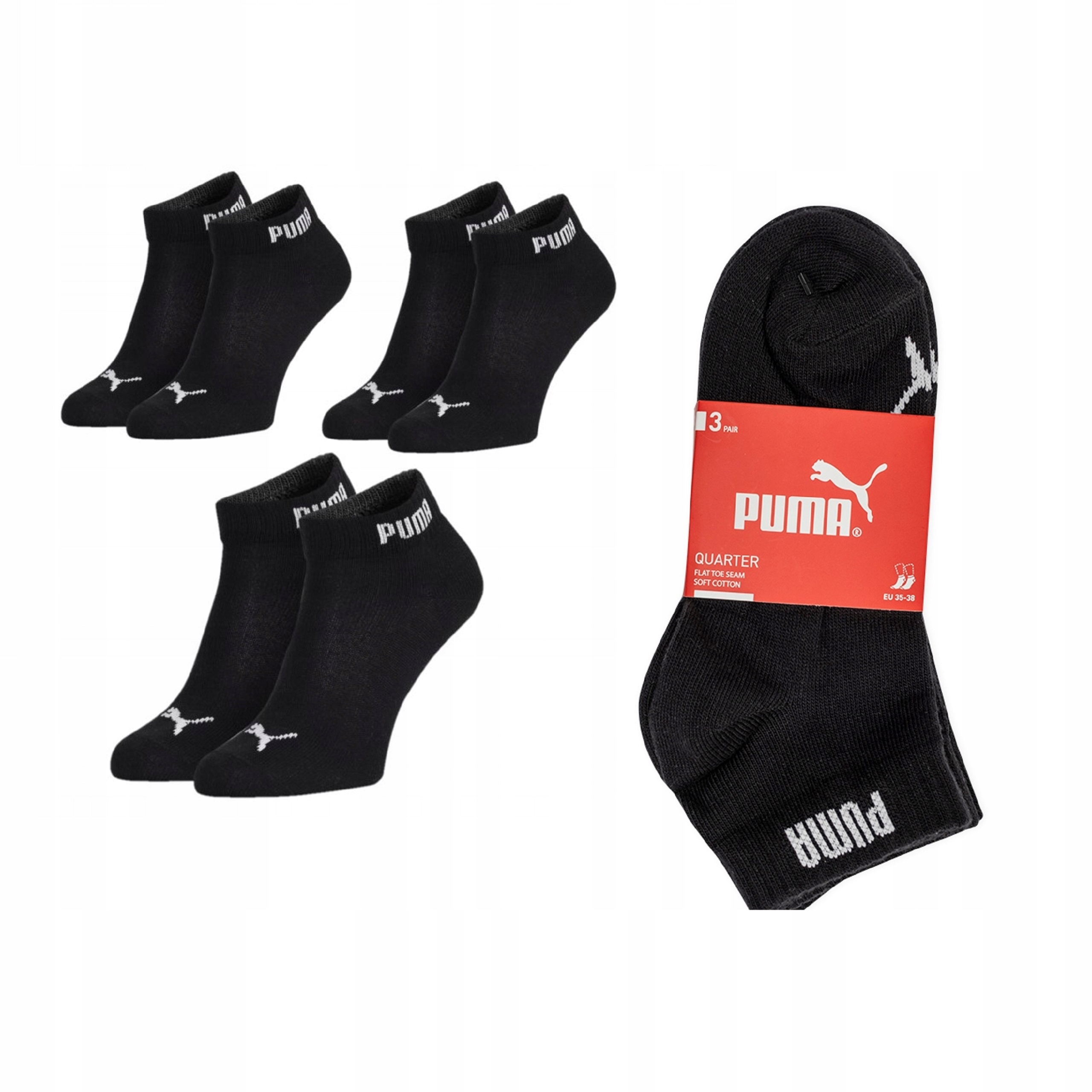 

Puma Quarter skarpety zakostki 3pack czarne 35-38