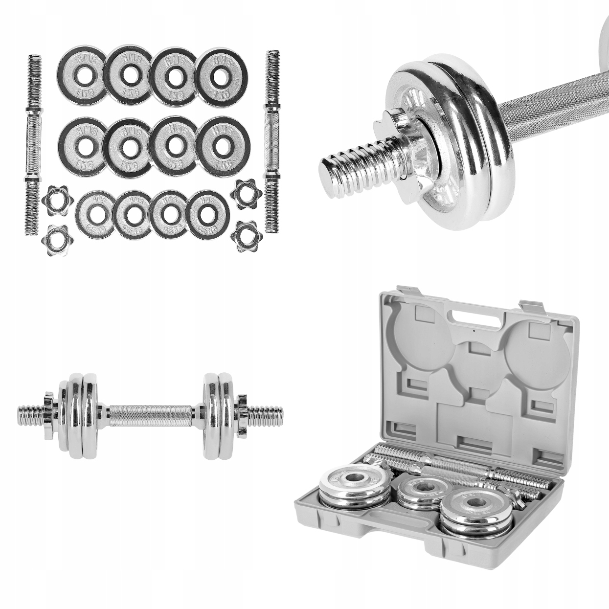 

Sztangielki w Walizce 15kg Zestaw Hantli Hms STC15