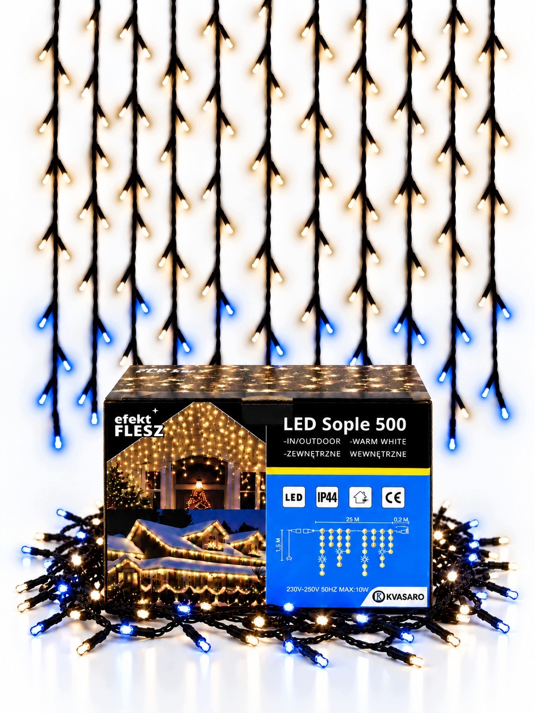 Rampouchy 500LED Se Zeleným Kabelem IP44 Bílý Teplý Modrý Flash 25M