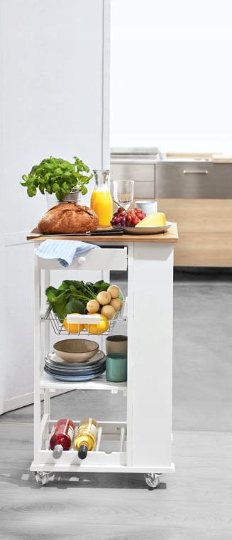 Szafka kuchenna wózek regał stolik kuchenny na kółkach pomocnik Livarno 386 Kolor mebla biały