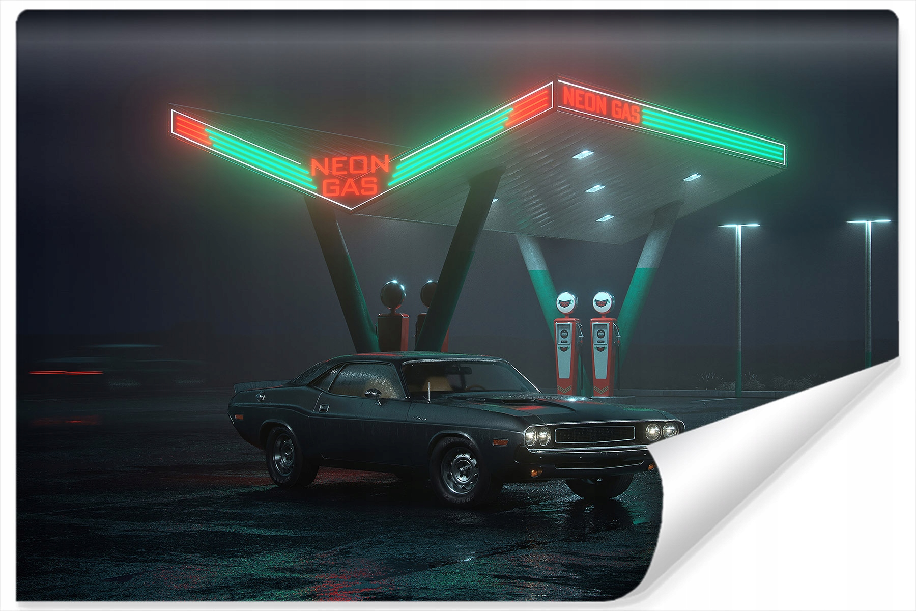 

Fototapeta Auto Retro Stacja Paliw Neony 270x180