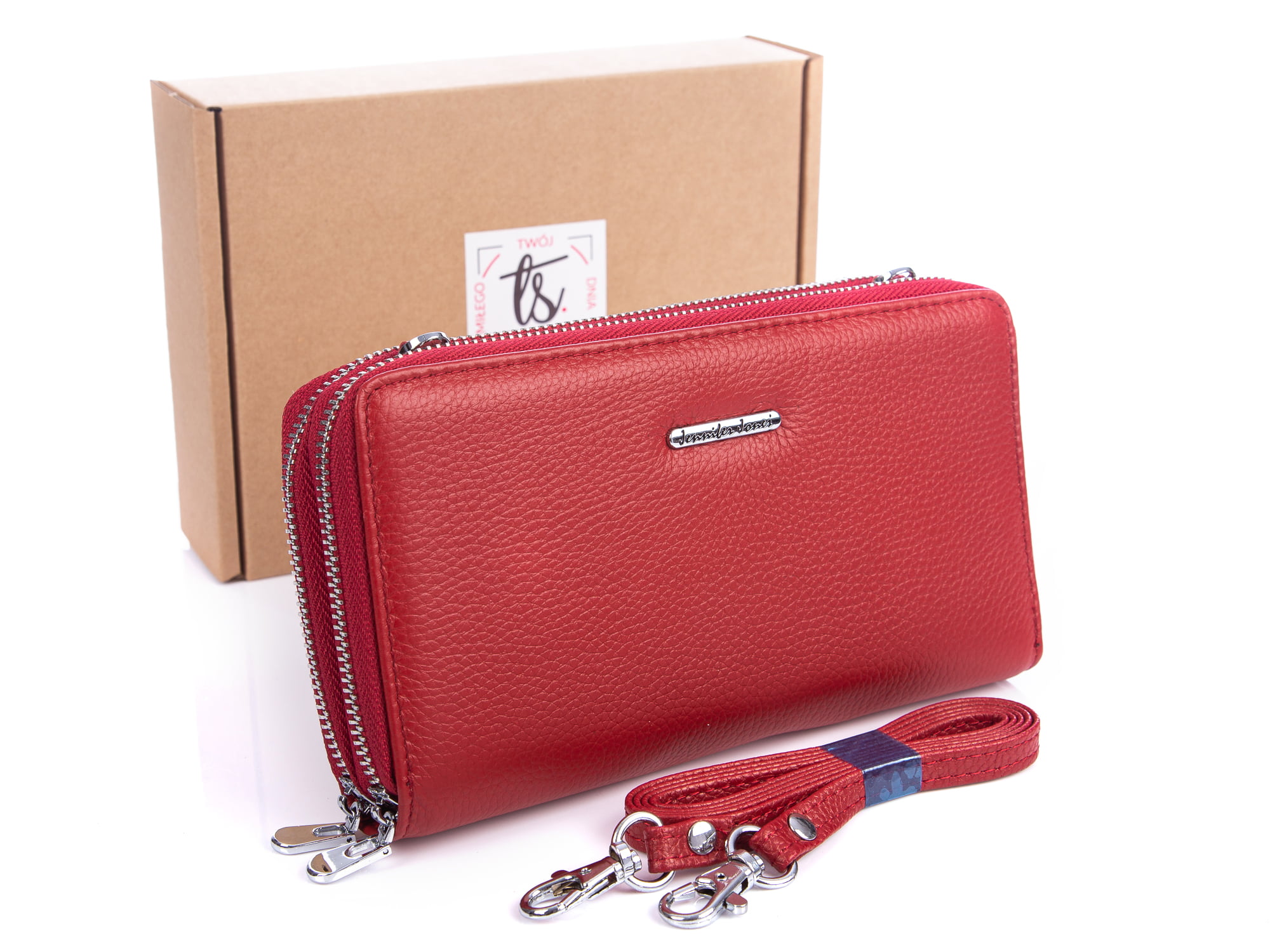 Velká dámská lakovaná peněženka s popruhem přes rameno