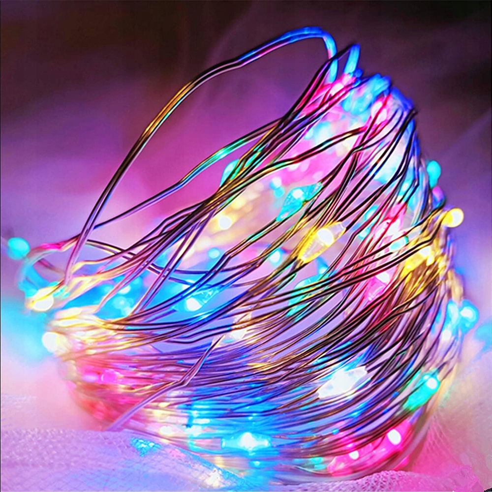 LAMPKI DRUCIKI 100 LED ŚWIATEŁKA NA BATERIE MULTIKOLOR KOLOROWE ŚWIATŁO Zasilanie bateryjne