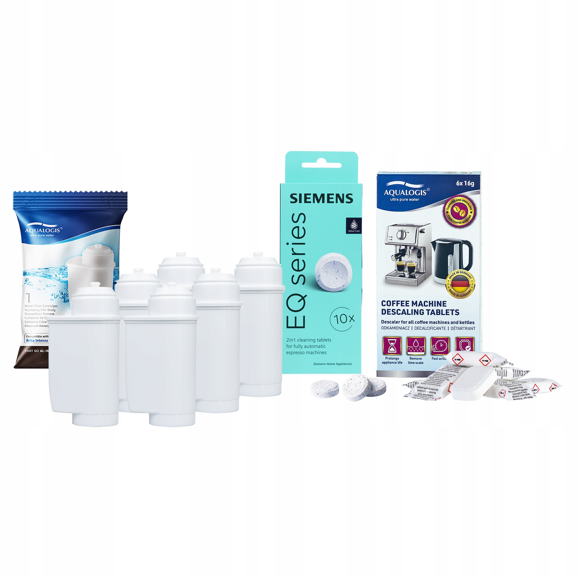 6 x filtr AL-Inte pro kávovar Siemens čisticí tablety odvápňovací tablety