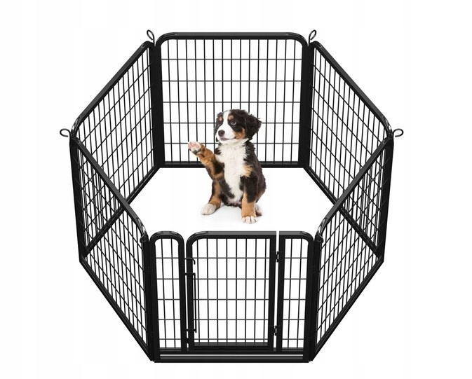 Kojec wybieg metalowy dla psa 6 paneli 65 x 80 cm yaheetech czarny