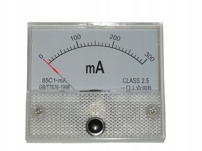 Miernik analogowy wskaźnik prądu panel amperomierz 300mA DC 64 × 56mm