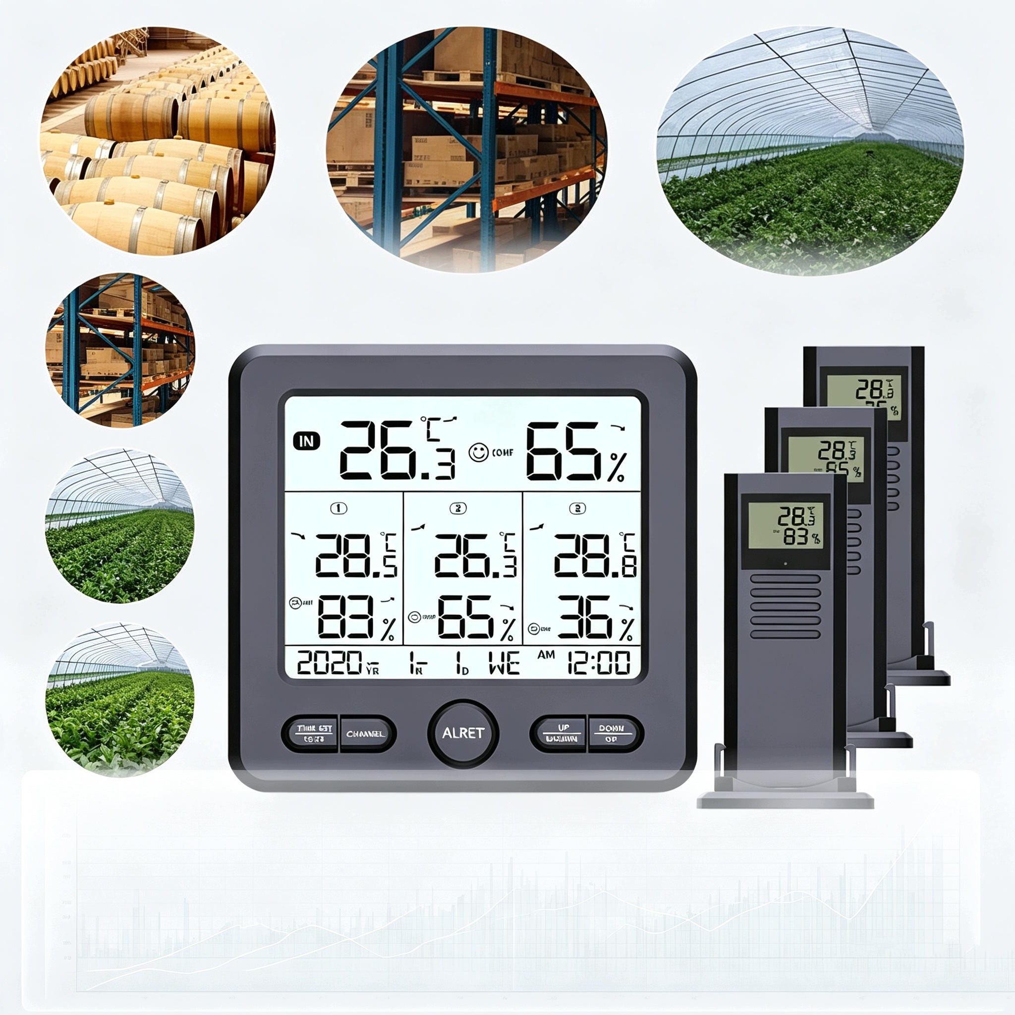 Meteorologická Stanice LCD Teploměr Vlhkoměr Hodiny Magnet Baterie Sada