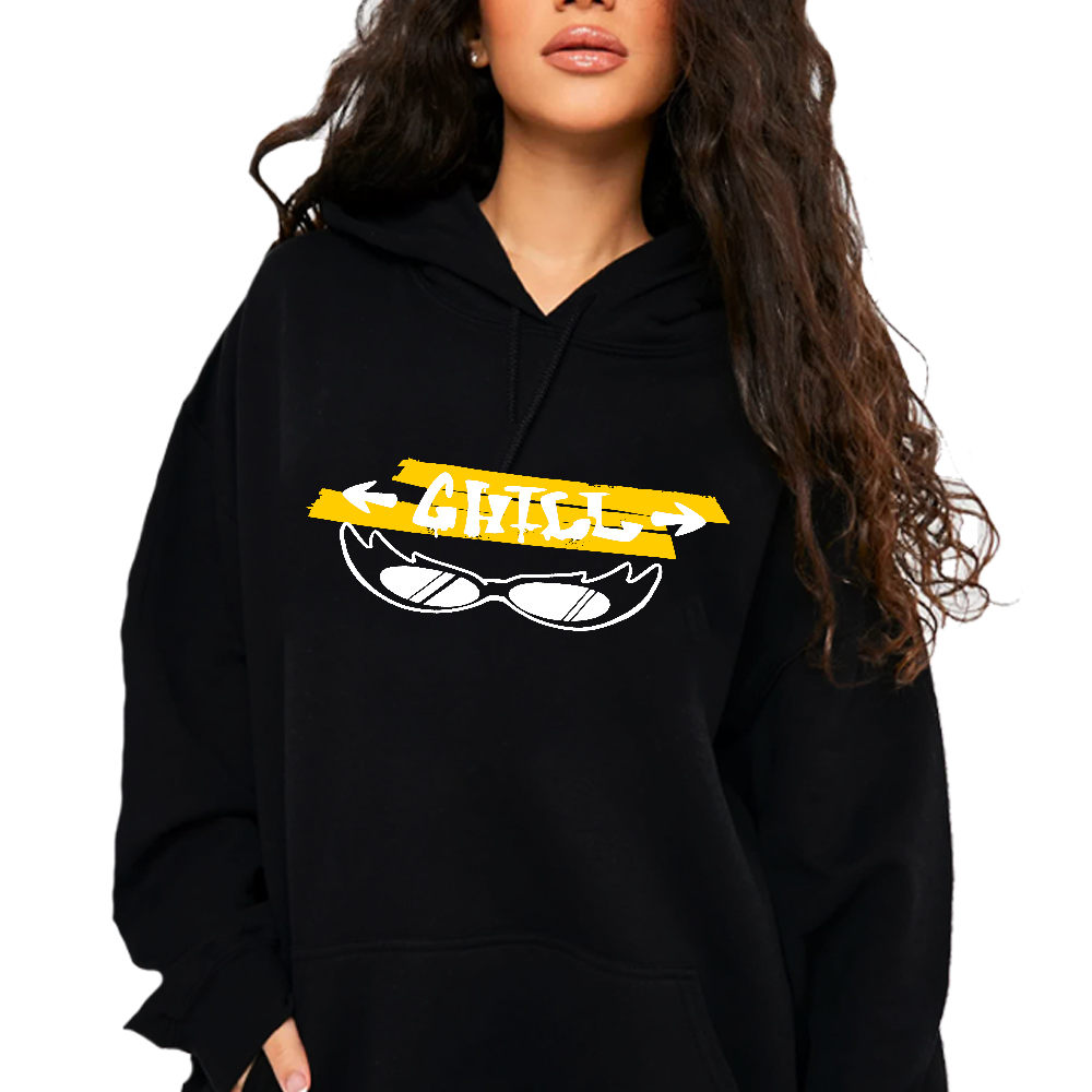 Černá Mikina S Kapucí streetwear, módní Dárek , Chill, Vel XXL