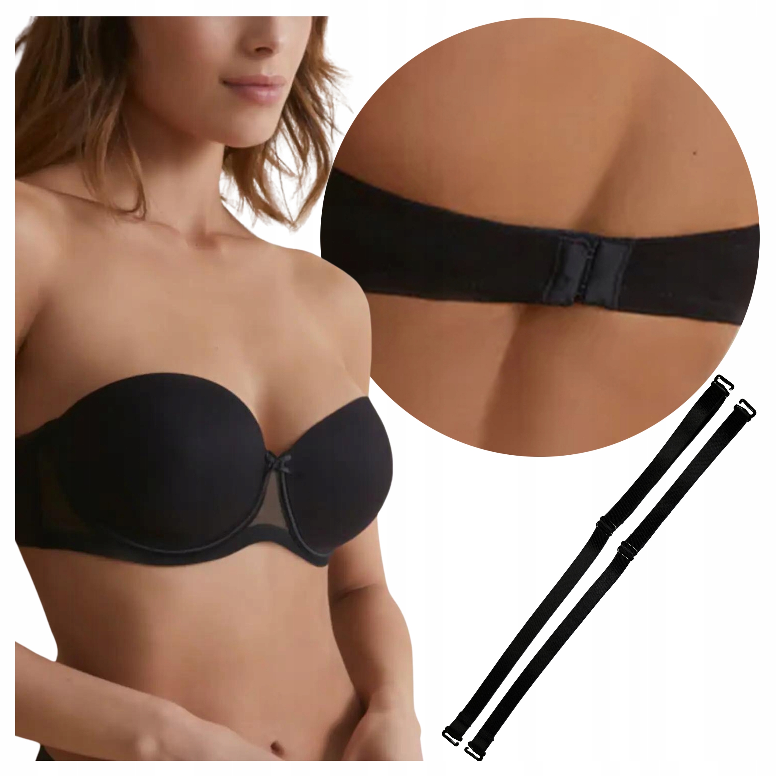 Samodržící podprsenka hladká, odnímatelná ramínka Bardotka 95C Esmeralda Černá