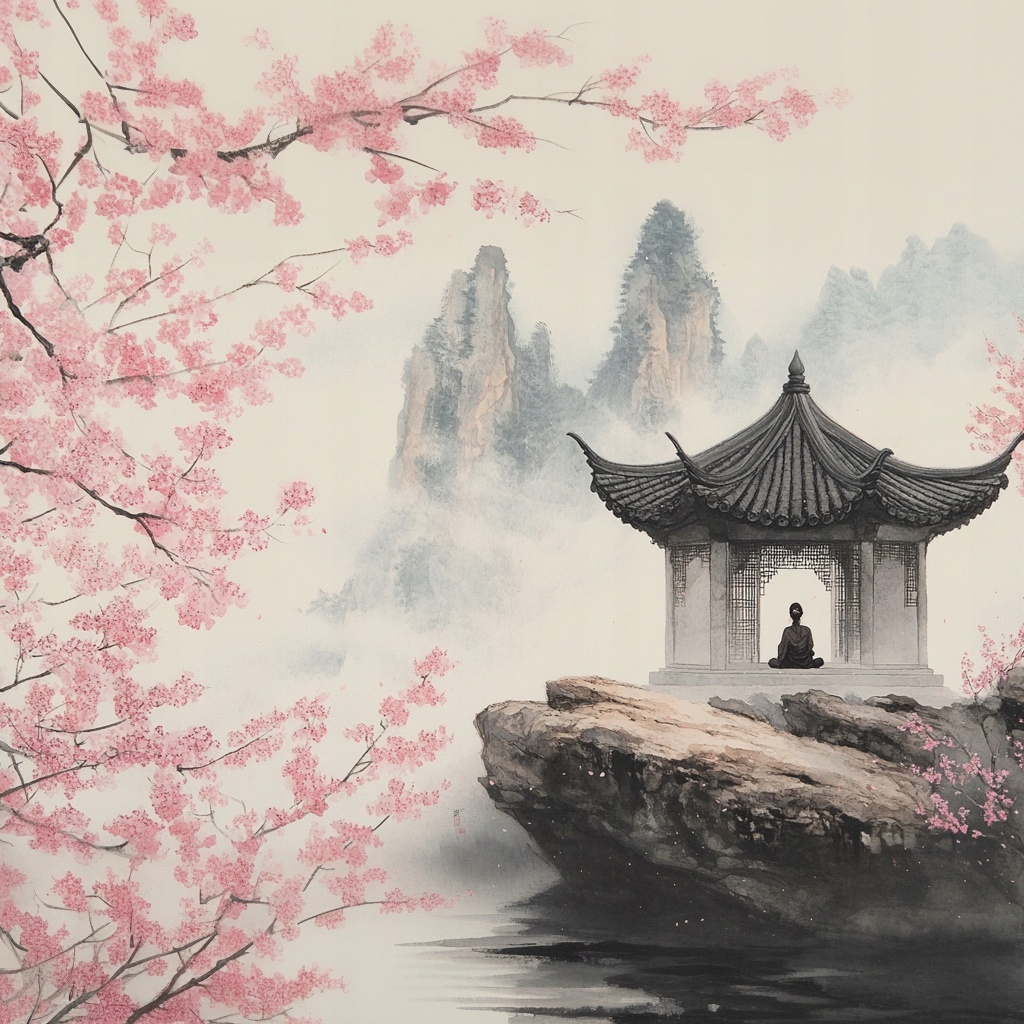 Obraz Na Plátně Canvas Japonsko Asie Chrám Meditace Višeň Hory 80x80