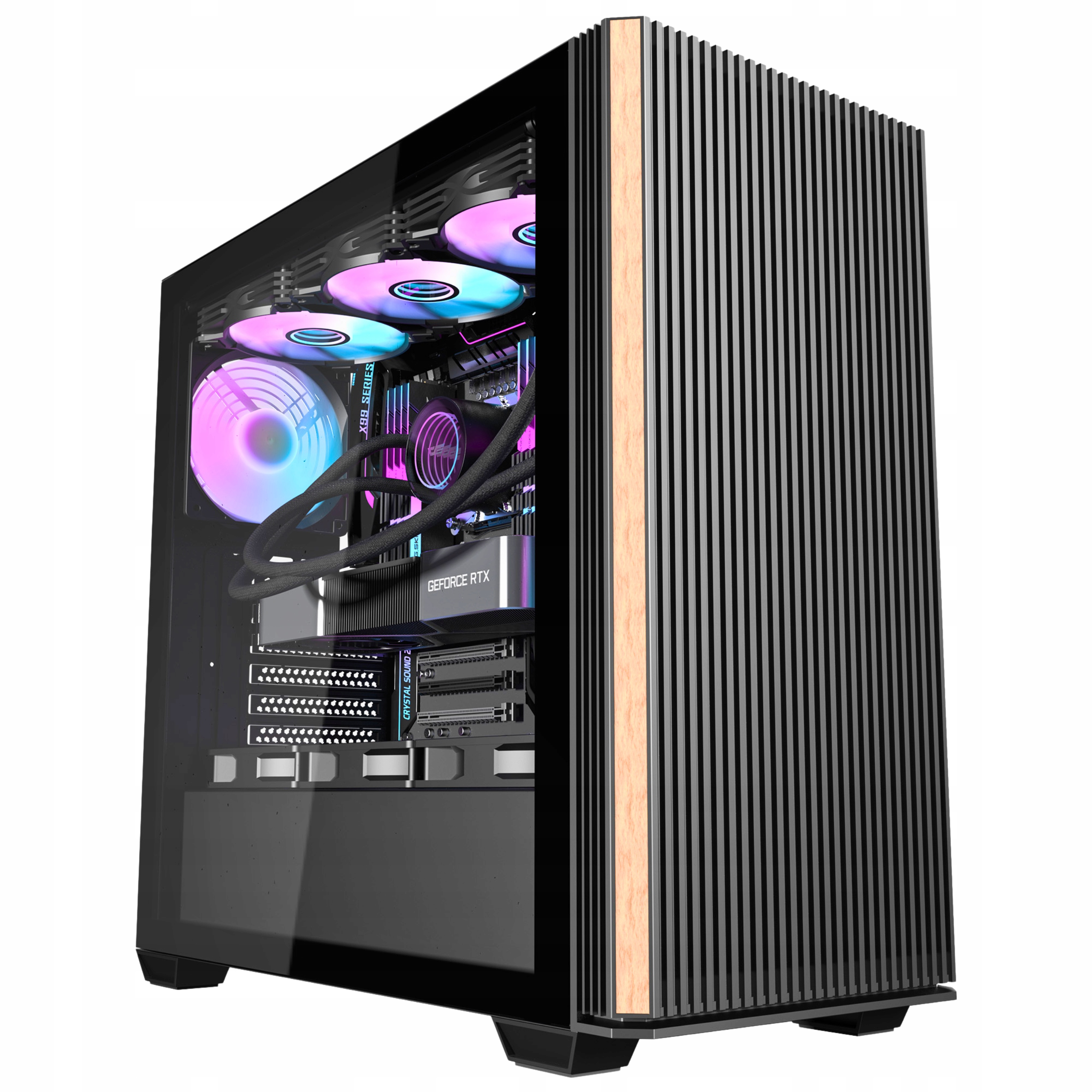 Počítačová Skříň darkFlash DS900WS Midi Tower 4 ventilátory dřevo kov