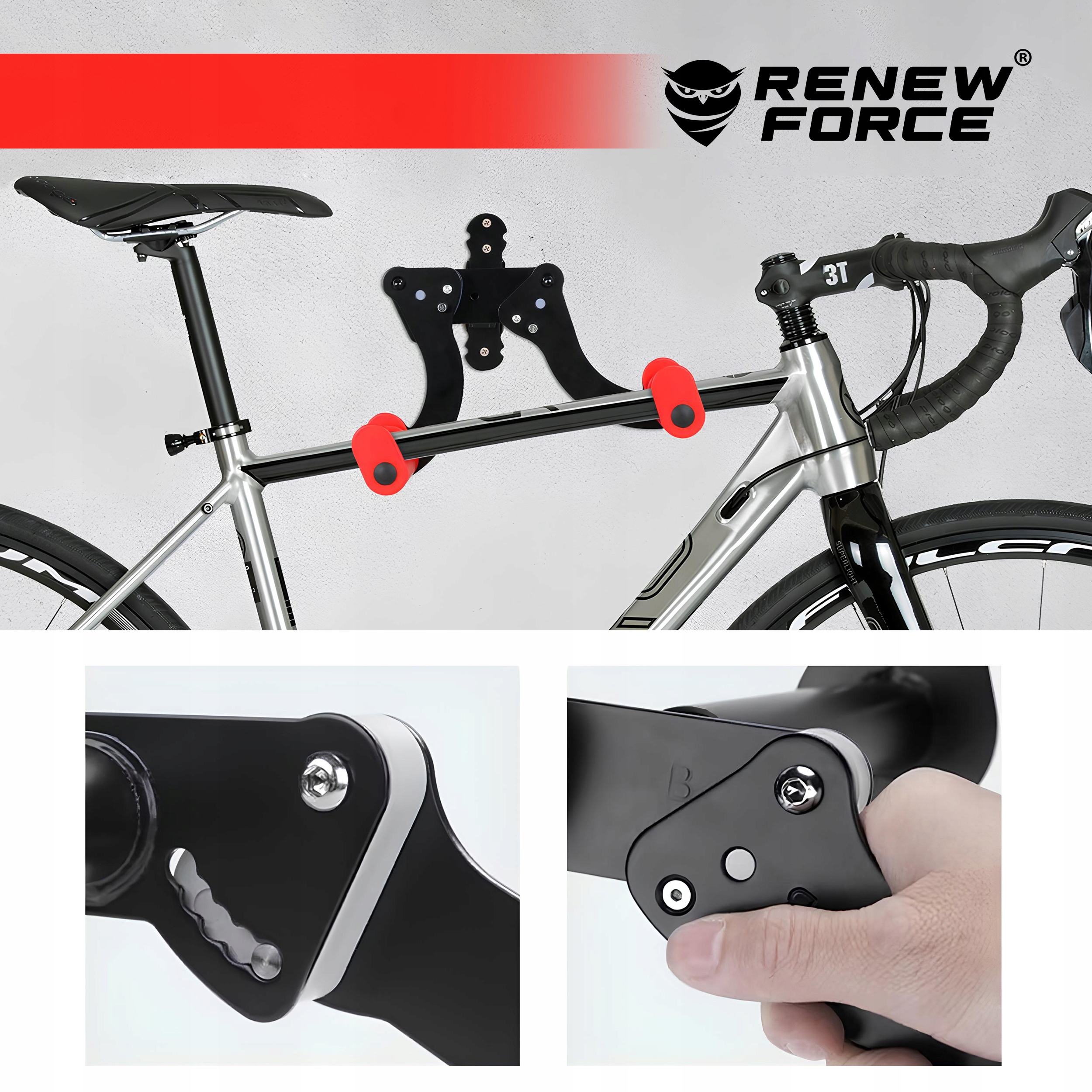 WIESZAK NA ROWER ROWEROWY Ścienny SKŁADANY Stalowy do 40kg Uniwersalny HAK Rodzaj ścienny