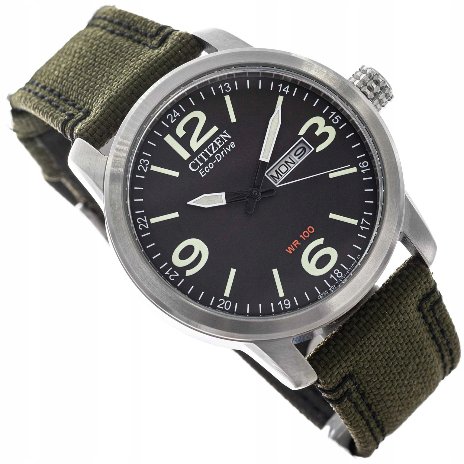 Pánské Hodinky Citizen BM8470-11E Eco-drive Military Zelené Na Řemínku 10BAR