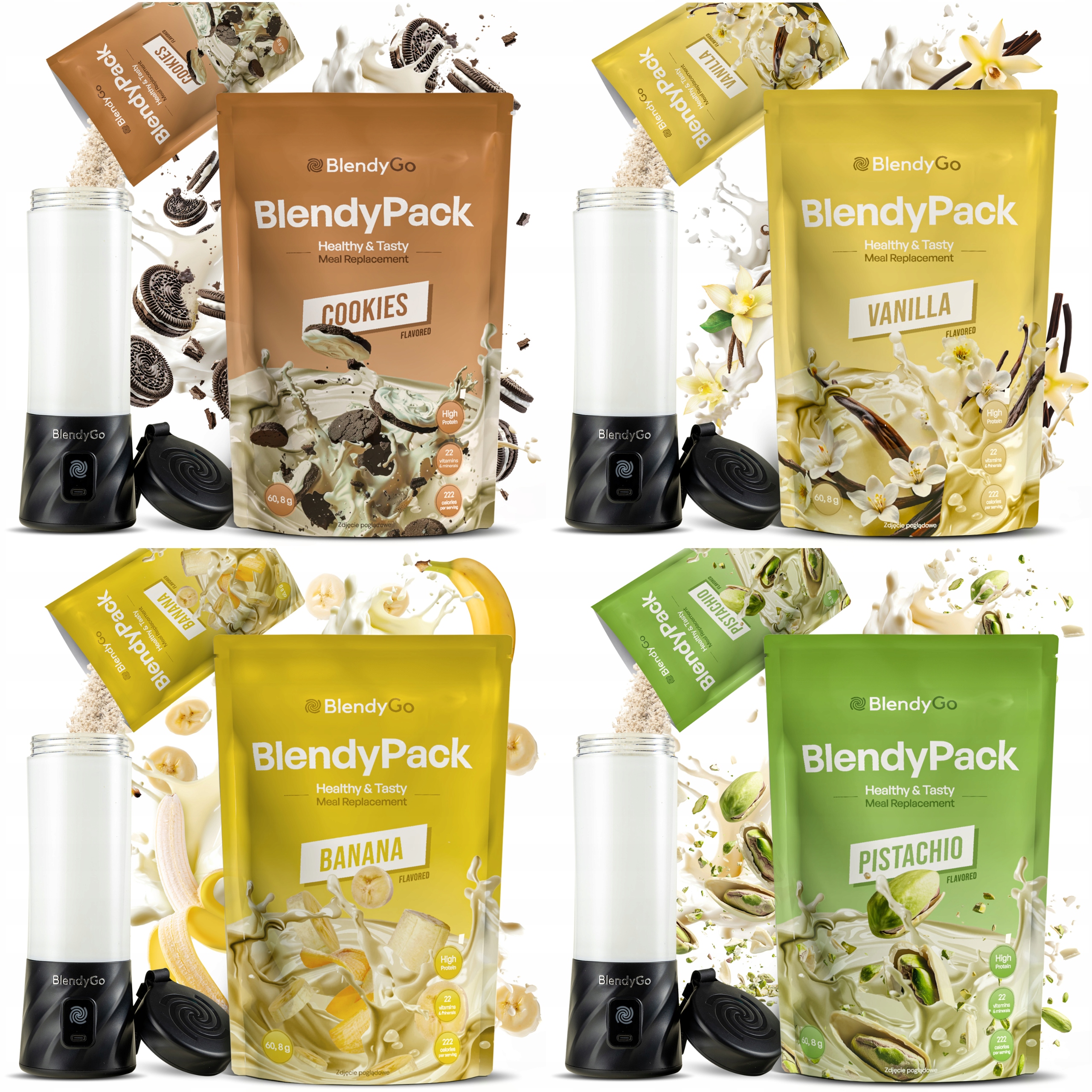 BlendyGo 16 Porcji BlendyPack Szybki Pełnowartościowy posiłek MIX Smaków