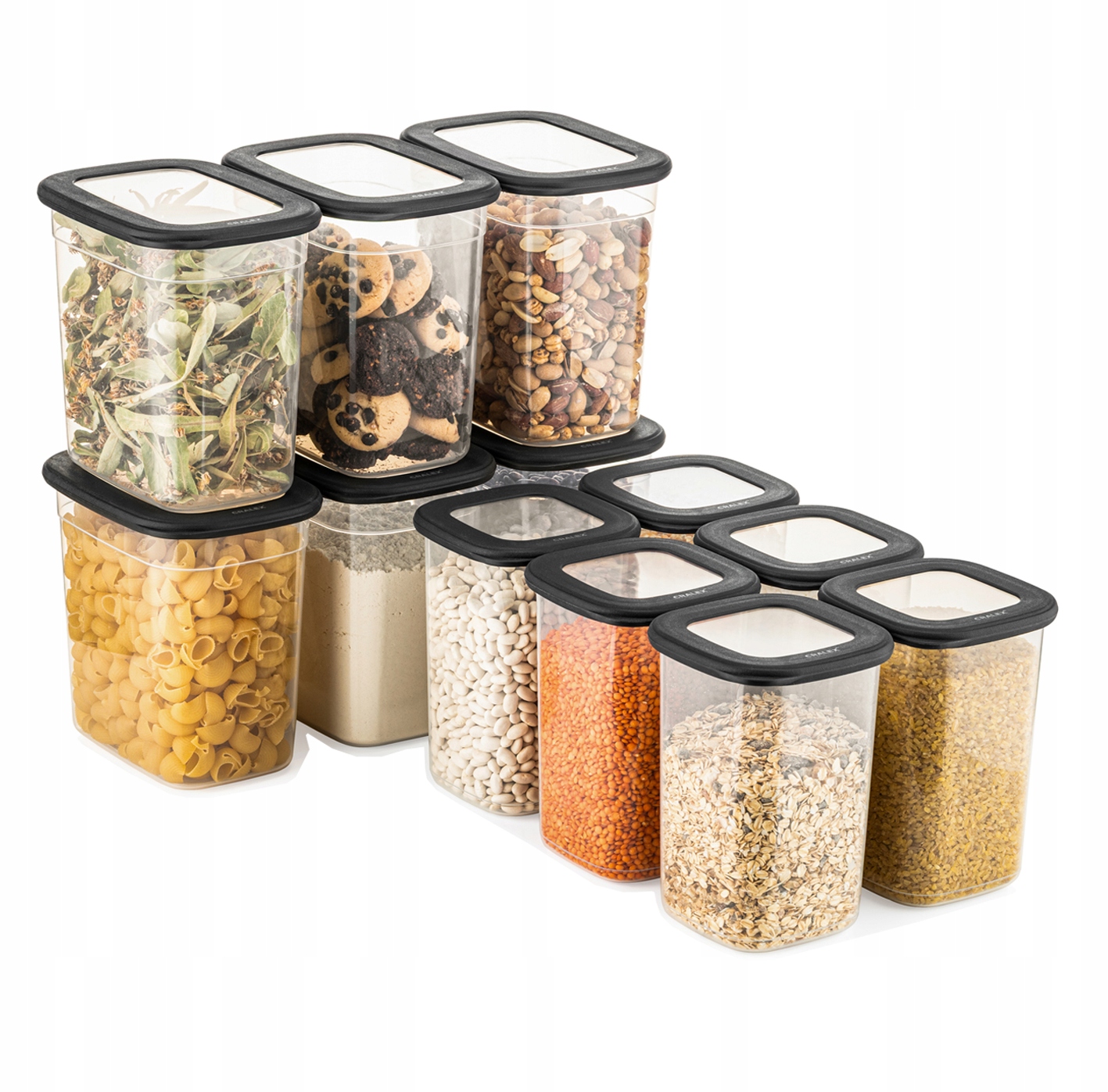 Tosca Pojemniki zestaw Antracyt 6 kwadratowe(6x1,2L)+ 6 prostokątne(6x2,0L)