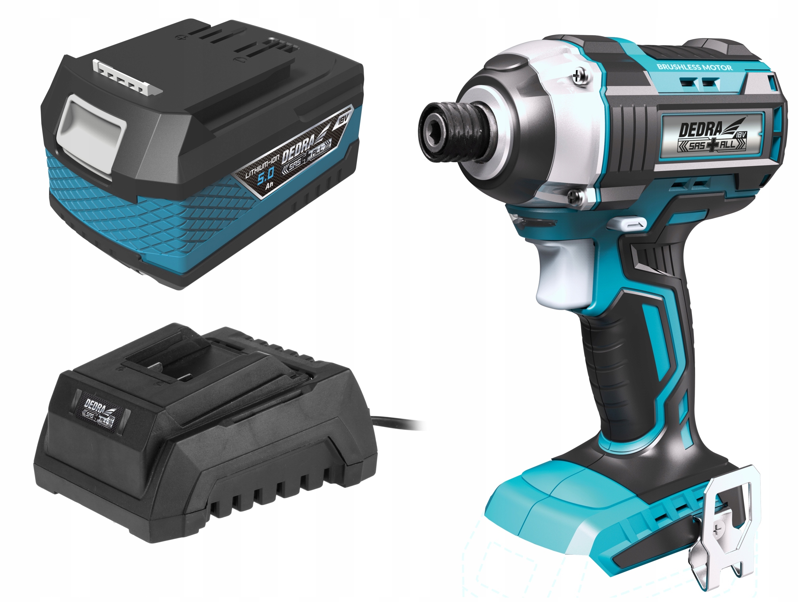 BEZSZCZOTKOWA ZAKRĘTARKA UDAROWA 18V DEDRA + 5Ah Zasilanie akumulatorowe