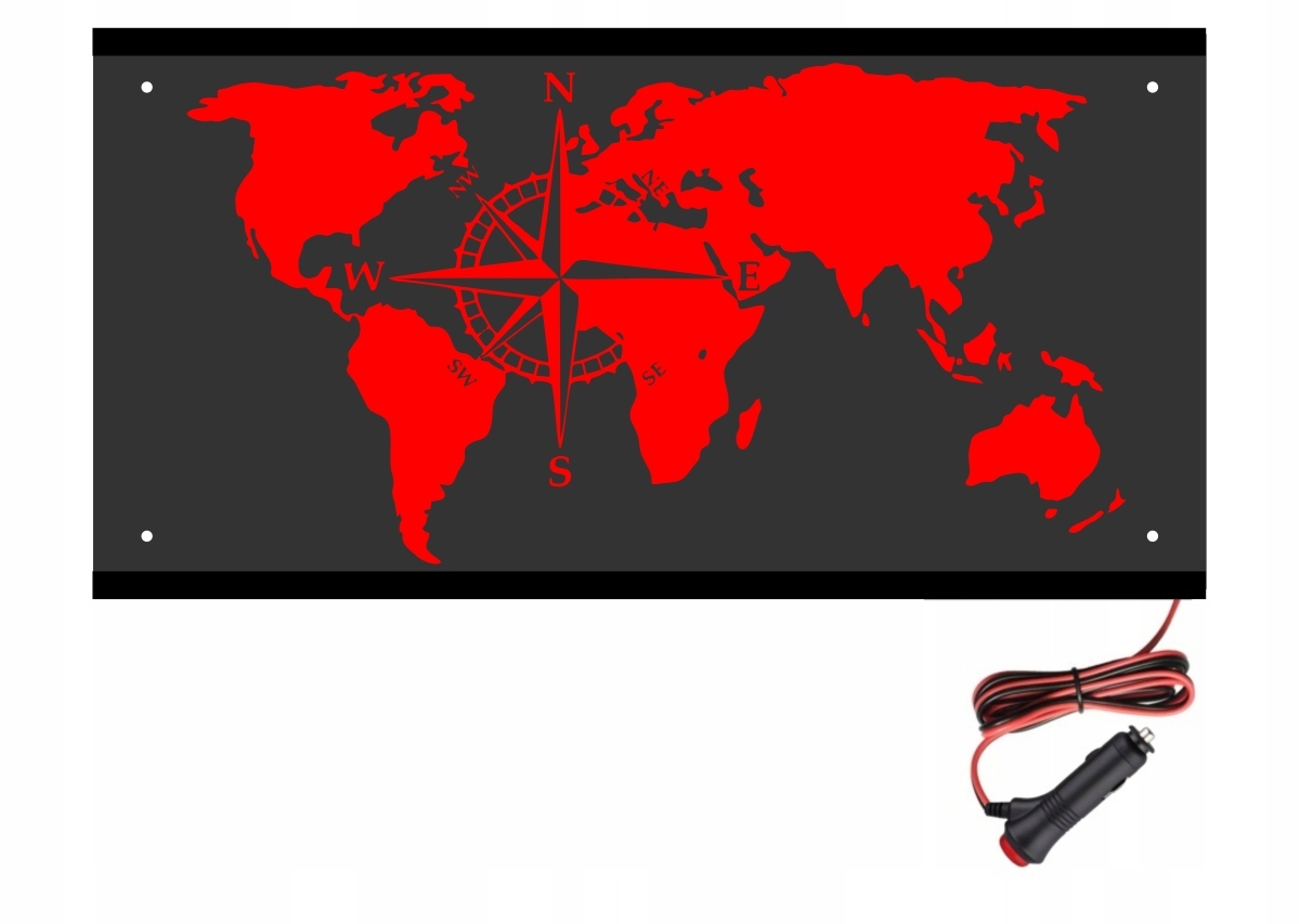 Tabuľka 60x30 na zadnú stranu mapa sveta 12V nad posteľou