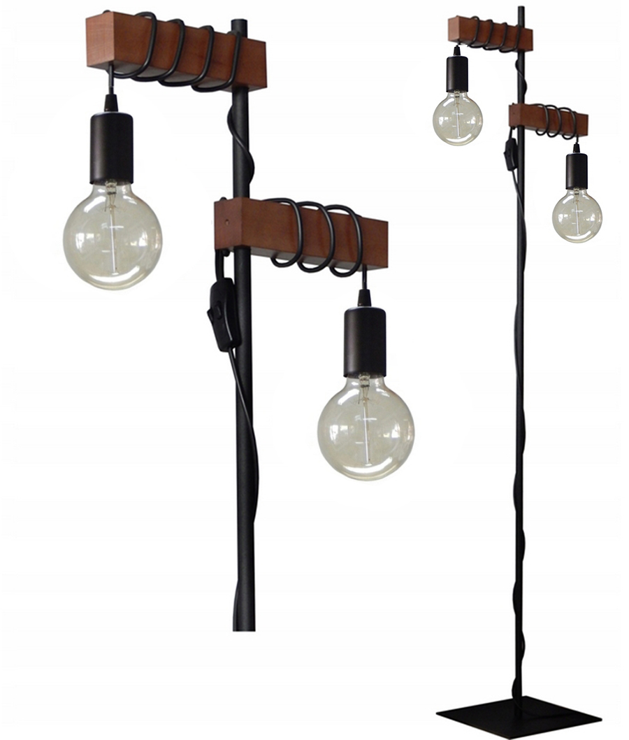 Podlahová Lampa Dřevěná Led Loft E27 Do Obývacího Pokoje Kuchyně Stojící