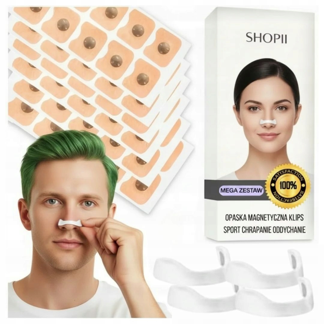 KLIPS MAGNETYCZNY NA NOS PRZECIW CHRAPANIU POPRAWIA ODDYCHANIE 15 PAR BIAŁY Rodzaj klips