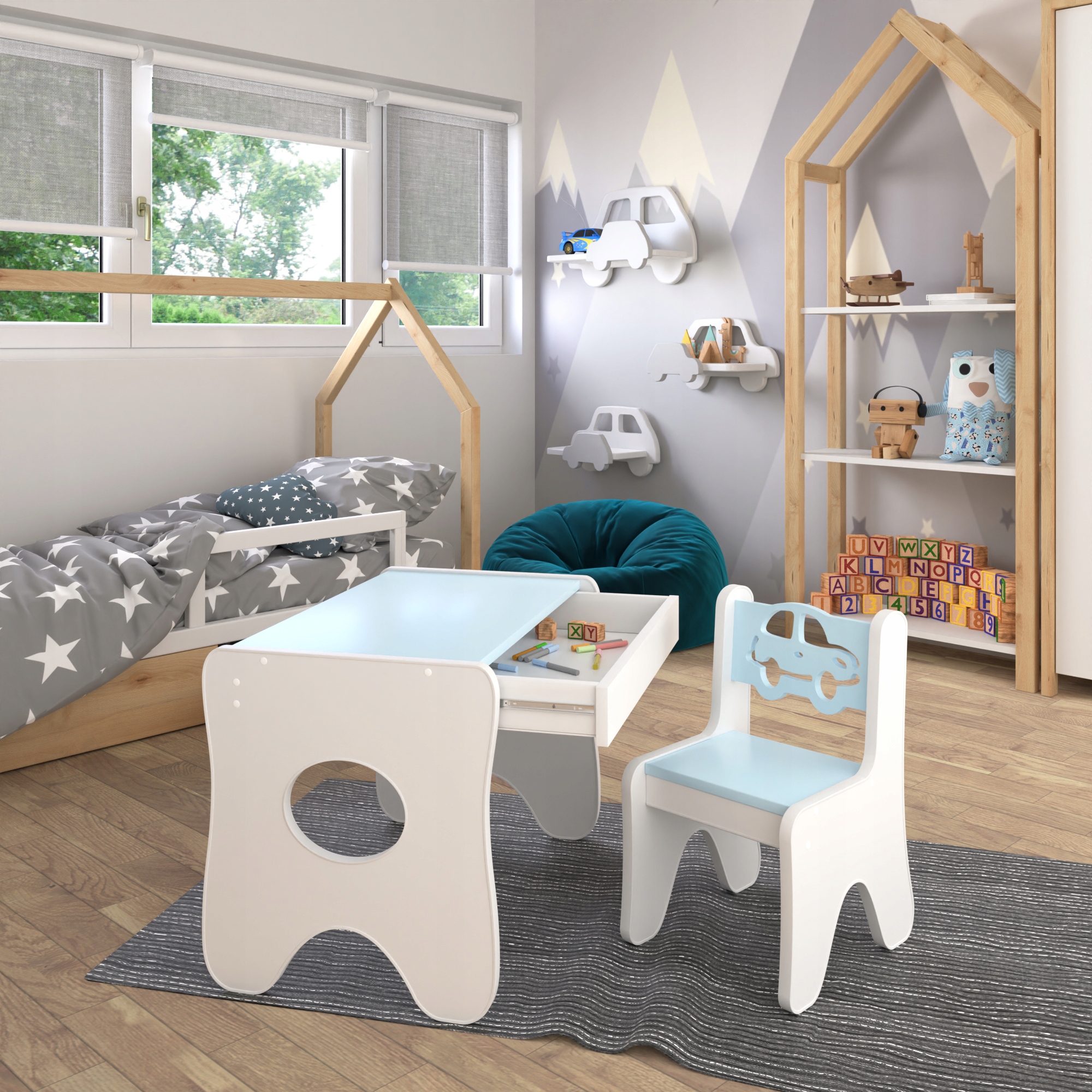 Stolik i krzesełko z szufladą Różne kolory Marka IdeaMeb