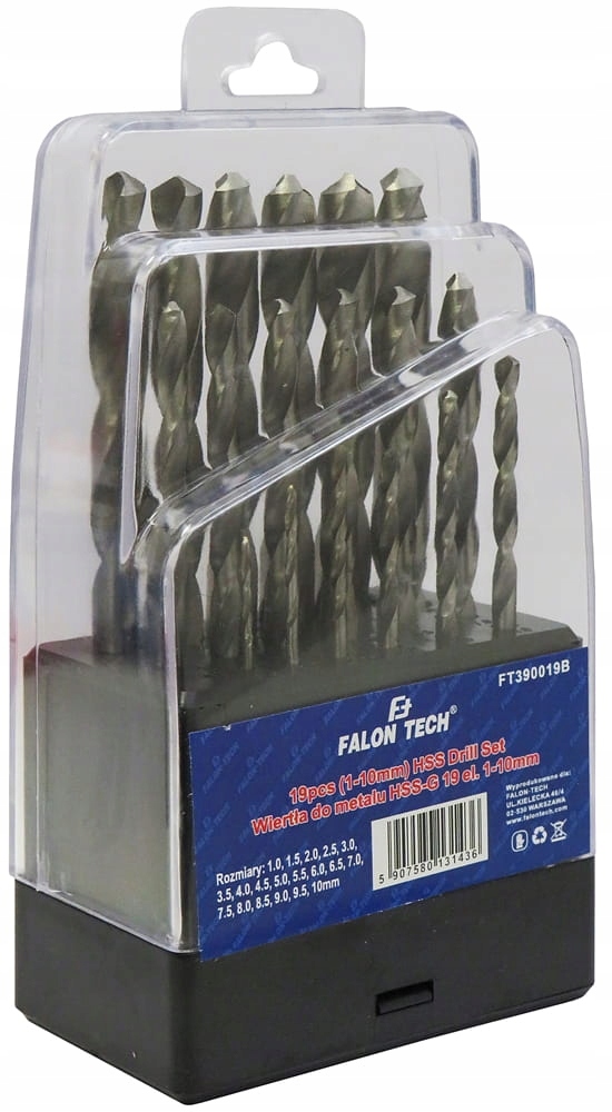 

Zestaw wierteł do metalu Hss 19 Szt. 1-10mm Falon