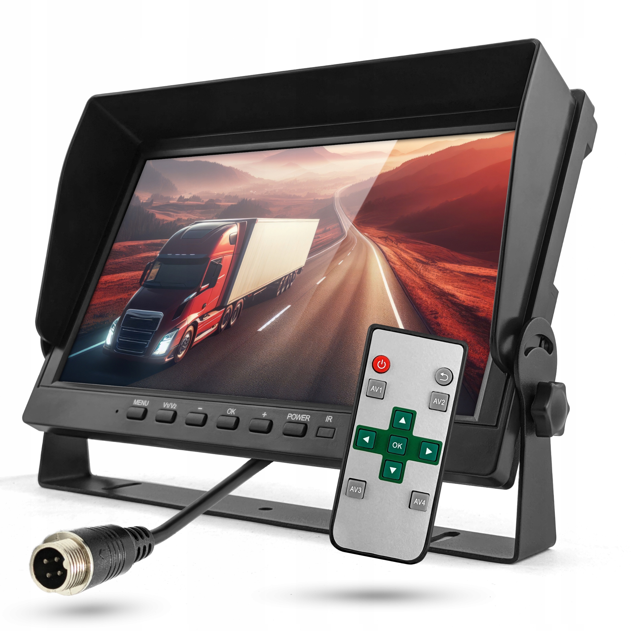 Monitor pre cúvacie kamery Ahd 10" 4 kanály rekordér 12V 24V diaľkové ovládanie 4pin