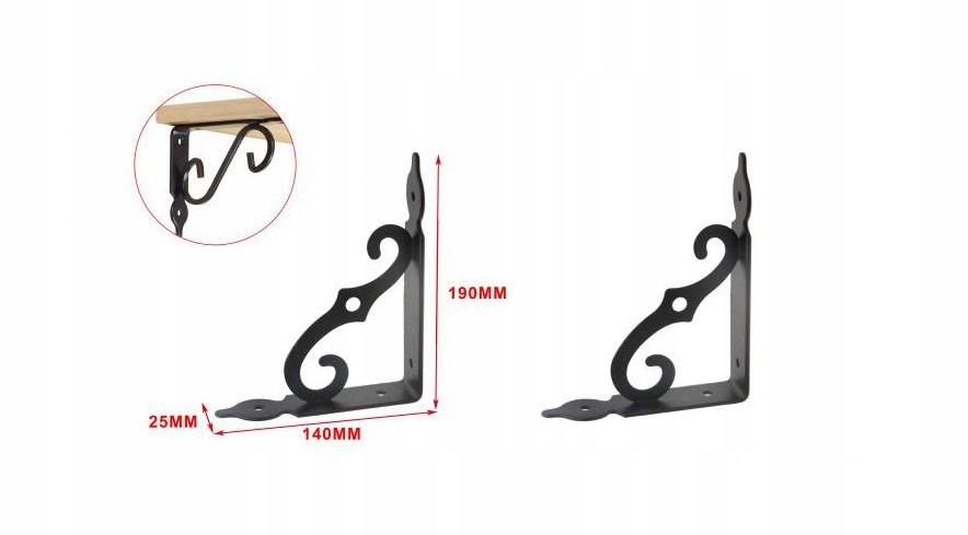 

Kątownik Wspornik Stalowy Pod Półkę Ozdobny 140mm