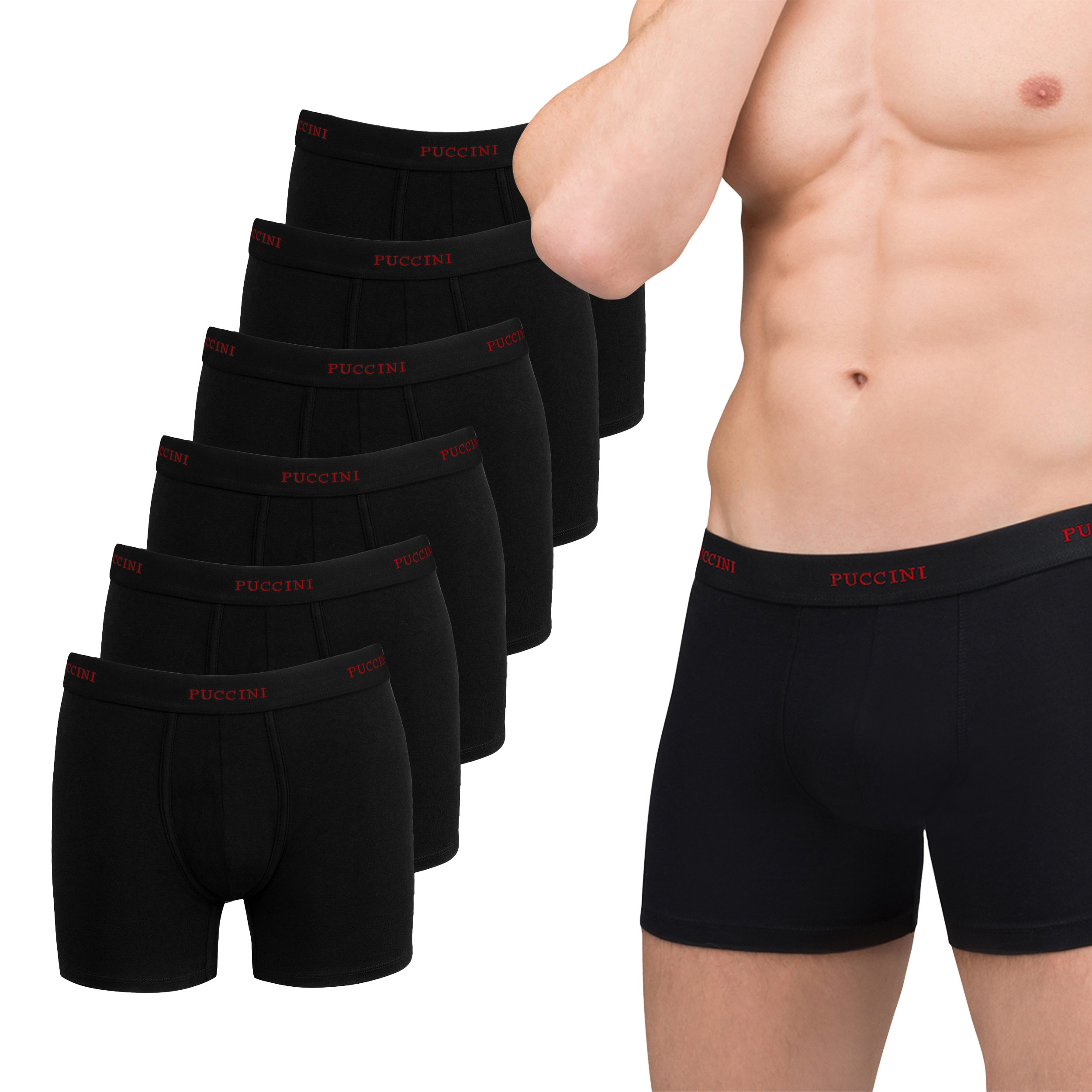 Pánské boxerky Puccini Černé Sada Balení 6 Kusů Bavlněné Velikost L BX05L-1-1