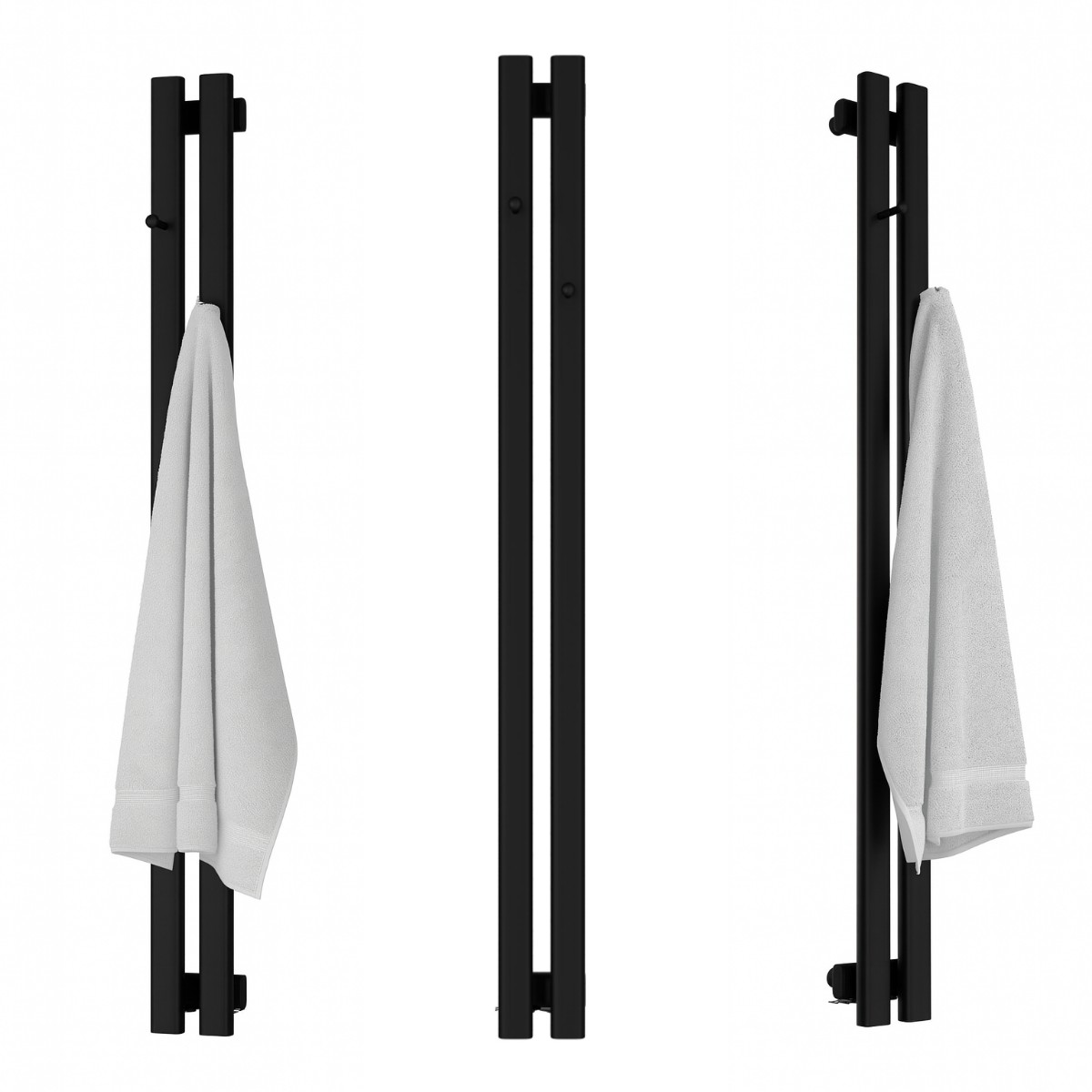 Dekorativní Vertikální RADIÁTOR-2 S Věšáky 1400/130, Černý Mat