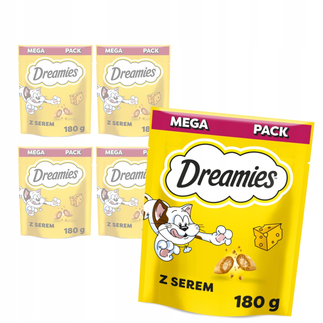 Dreamies Pack 5x180g Křupavá Pamlsek Pro Kočky se sýrem