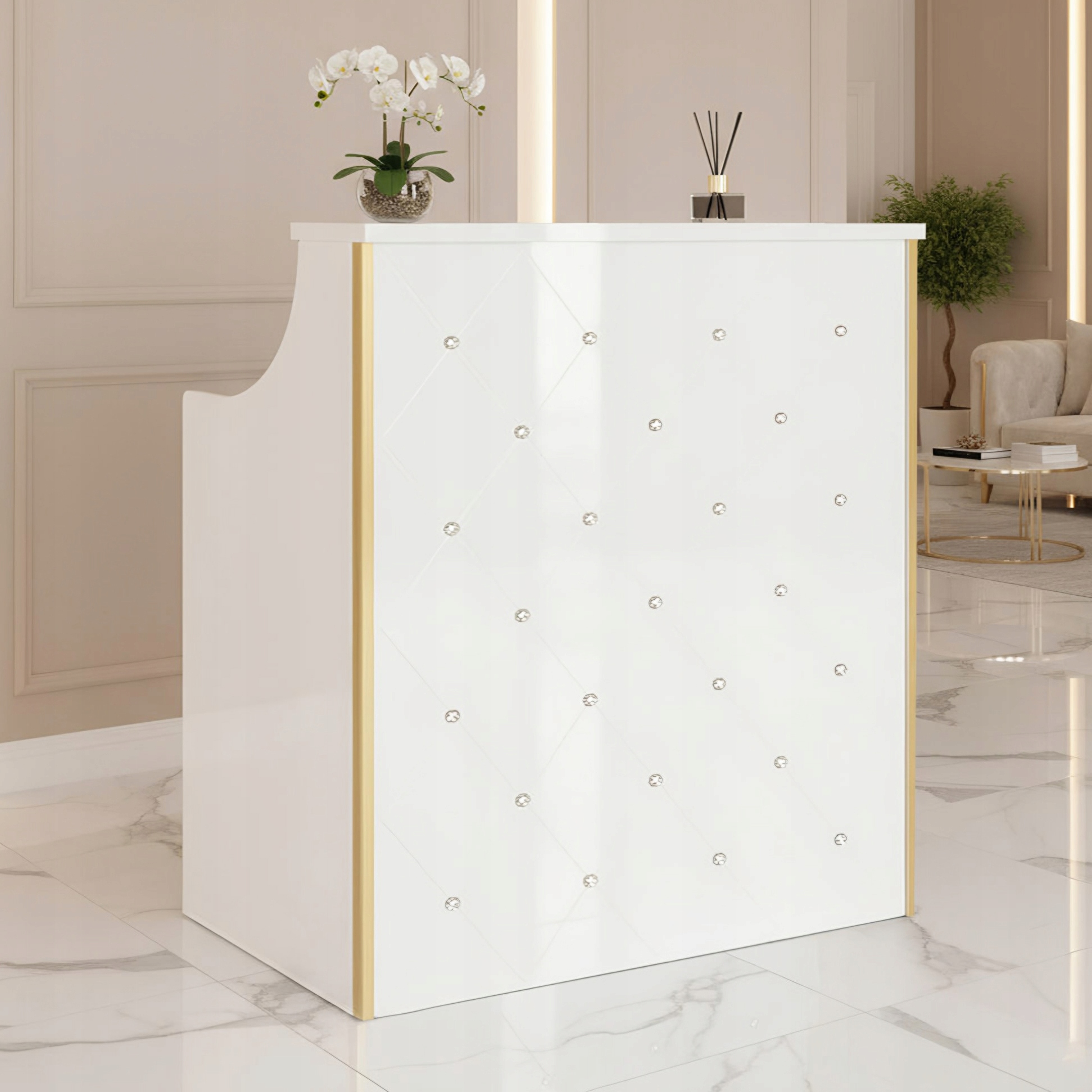 Kadeřnická recepce lakovaná Diamond 100 cm kosmetická do Spa salonu