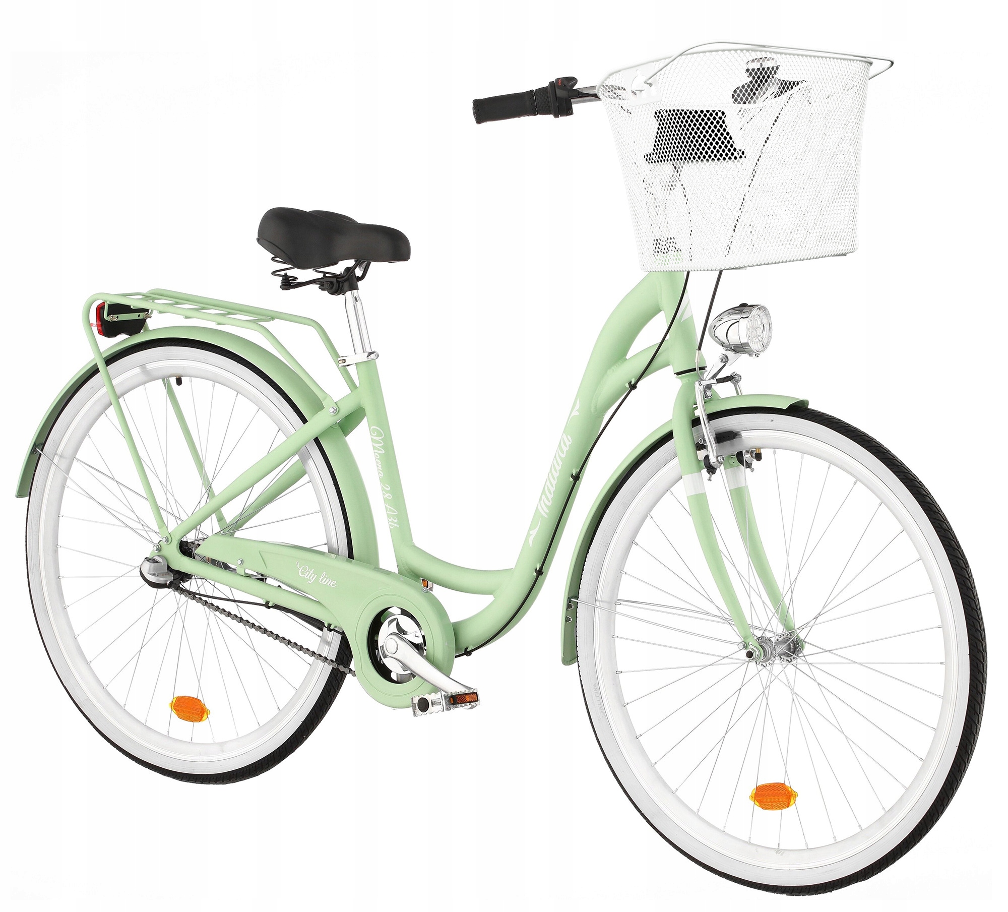 Rower miejski Indiana Moena A3B 28 cali damski Miętowy Koszyk