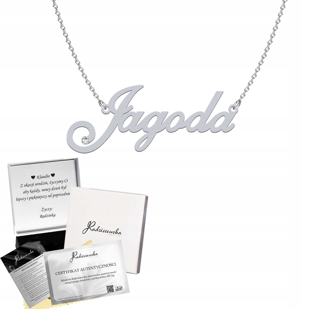 Stříbrný náhrdelník s názvem Jagoda Řetízek Dárek Tabulka Bonus