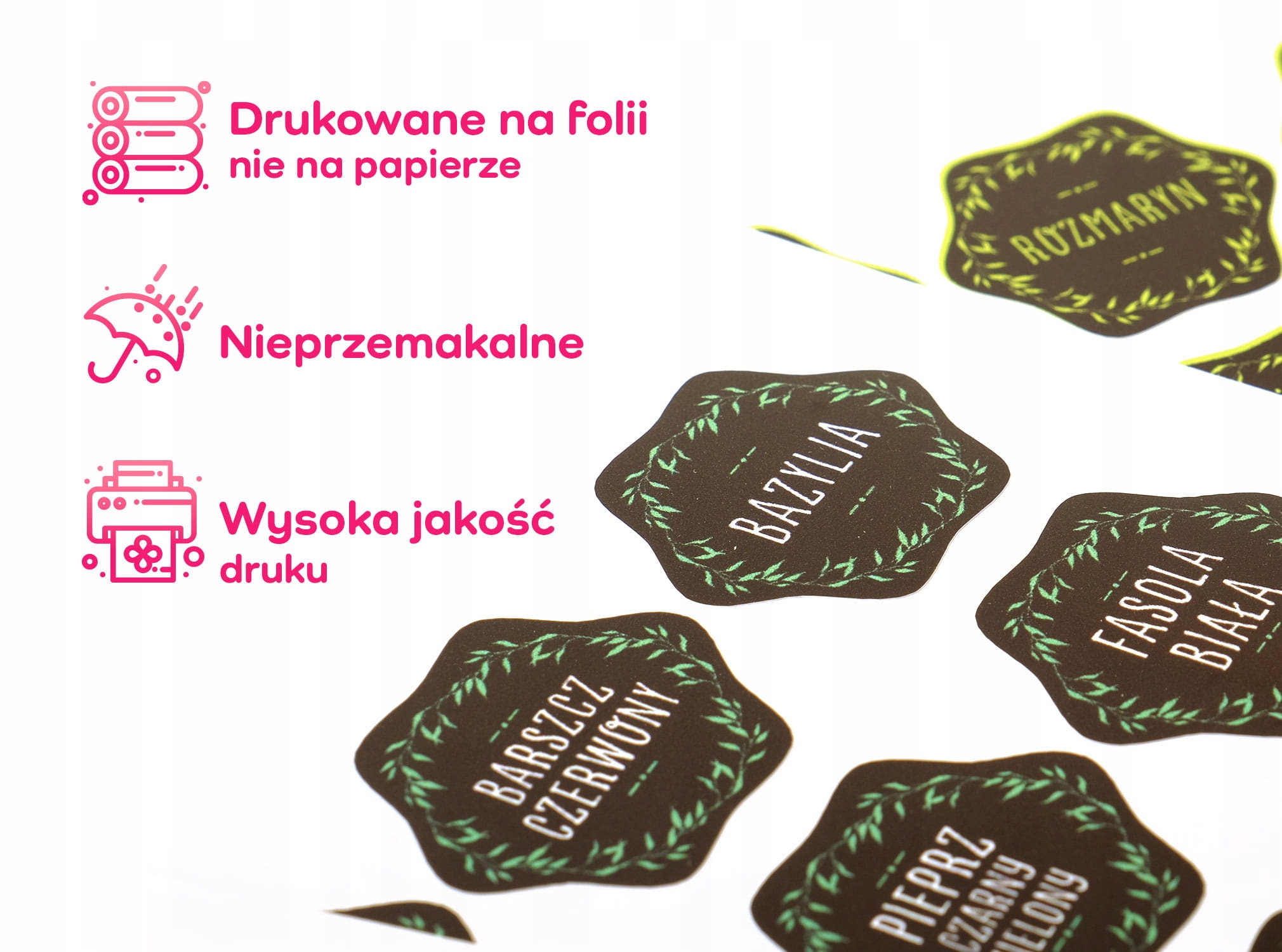 

Etykiety na przyprawy 210 sztuk naklejek 35 mm