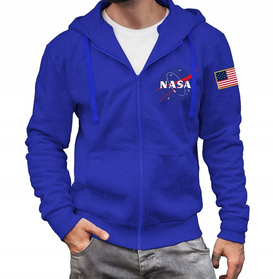 

Nasa bluza męska Rozpinana kaptur niebieska M