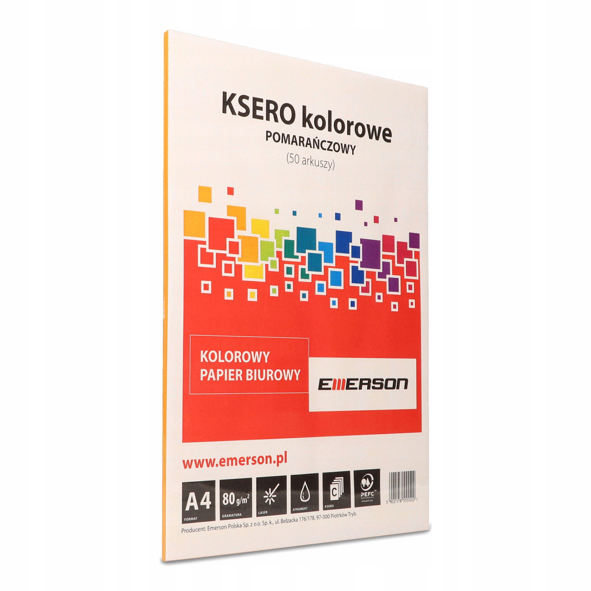

Ksero kolorowe Emerson 50 kartek pomarańczowy 80g