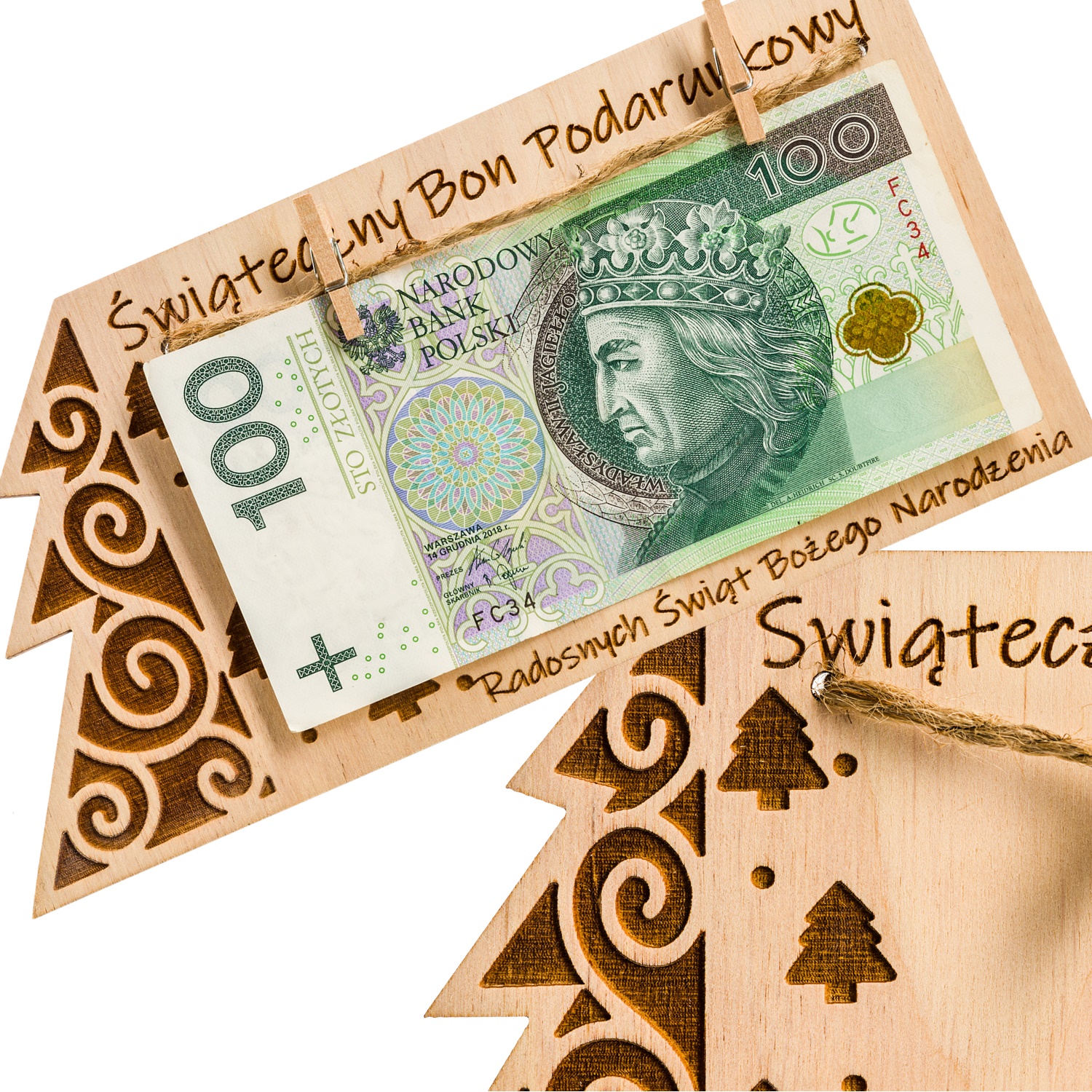 

Świąteczny Bon Podarunkowy Kartka Drewno Grawer XL