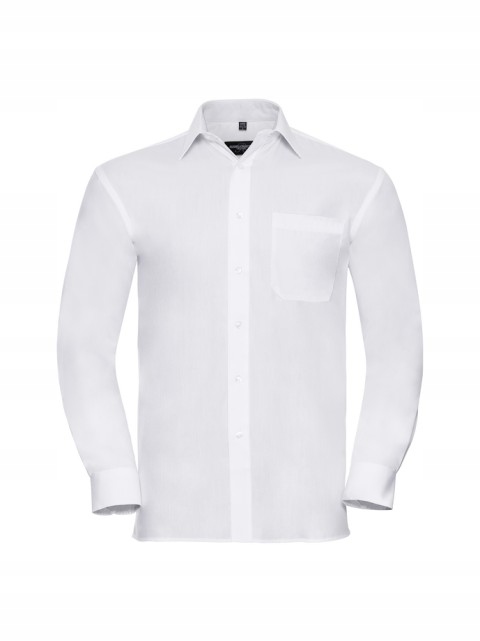 Pánská popelínová košile s dlouhým rukávem Russell Bílá 3XL