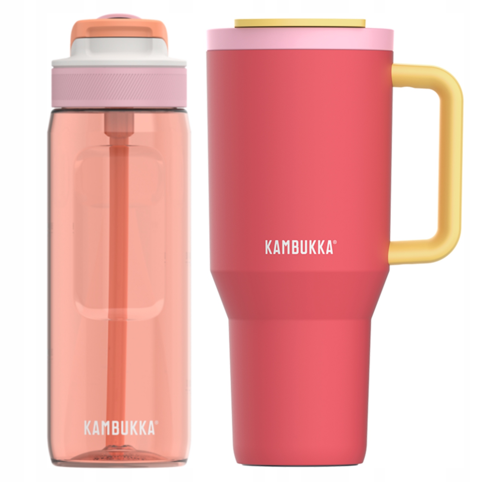 Sada Kambukka Sunkissed Sips láhev s brčkem, termohrnek s rukojetí