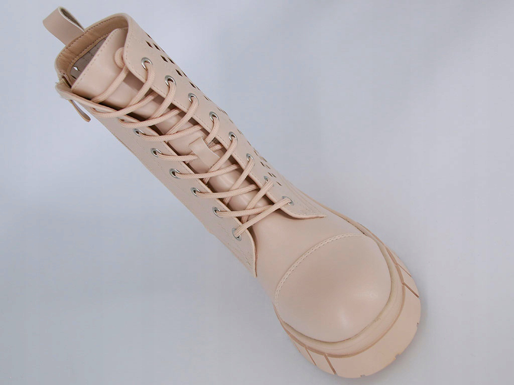 BOTKI AŻUROWE TRAPERY GLANY BUTY BEŻOWE WIOSENNE SKÓRZANE 36 Model D7R6228