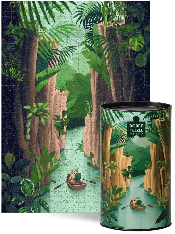 Puzzle 1000 elementów Przepływ dżungla łódka Dobre Puzzle