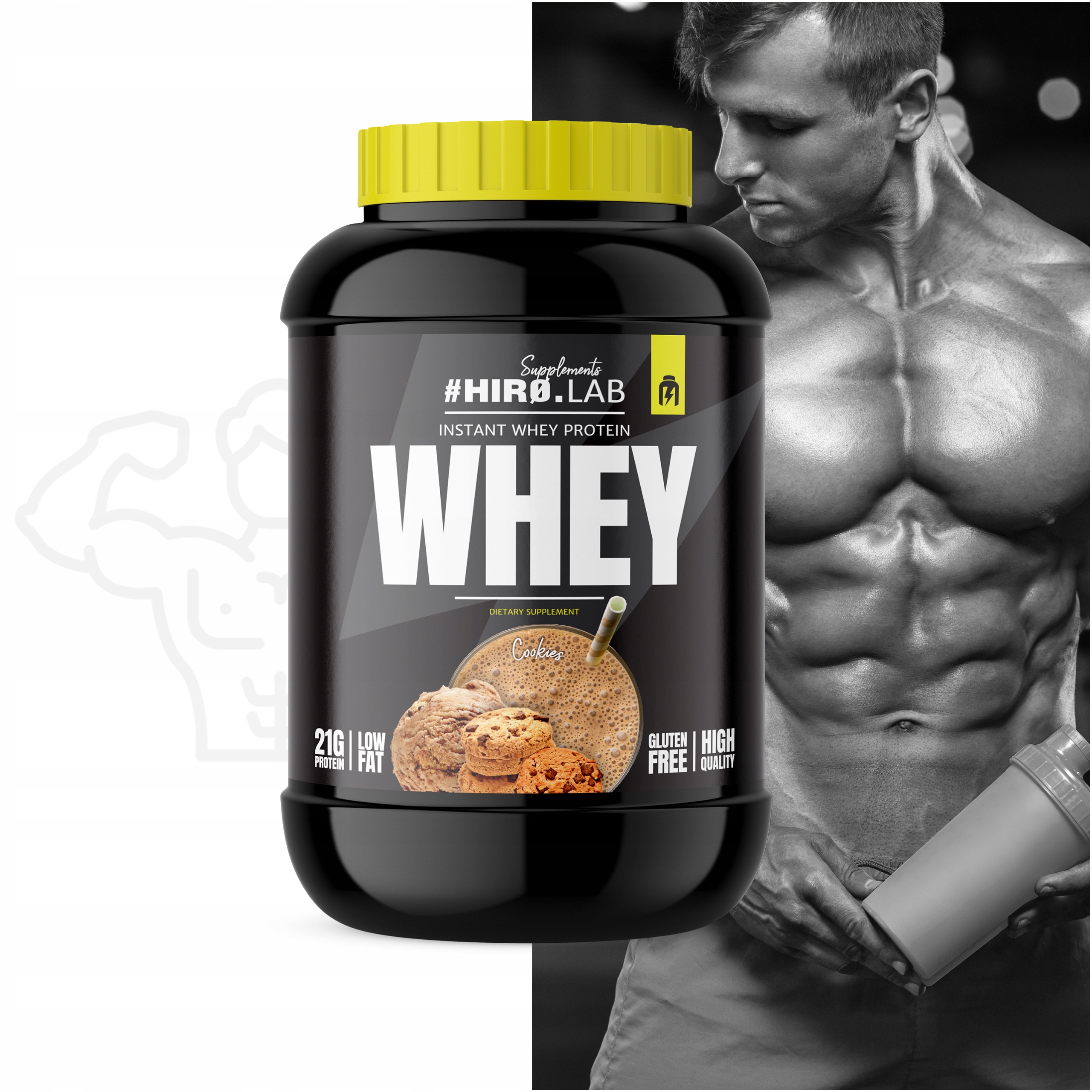 HIRO INSTANT WHEY PROTEIN 2000g BIAŁKO JAKOŚĆ WPC Grupa smakowa ciasteczkowy