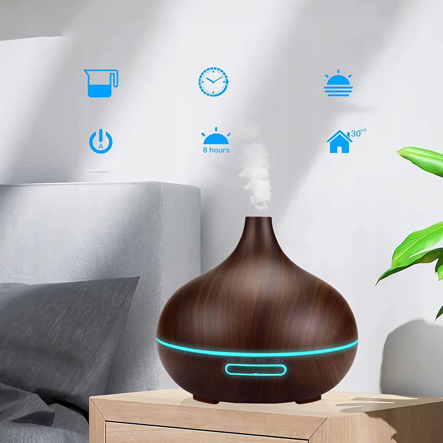 NAWILŻACZ POWIETRZA PAROWY AROMATERAPIA NAWILŻACZ LED + PILOT CIEMNY BRĄZ EAN (GTIN) 191491574795