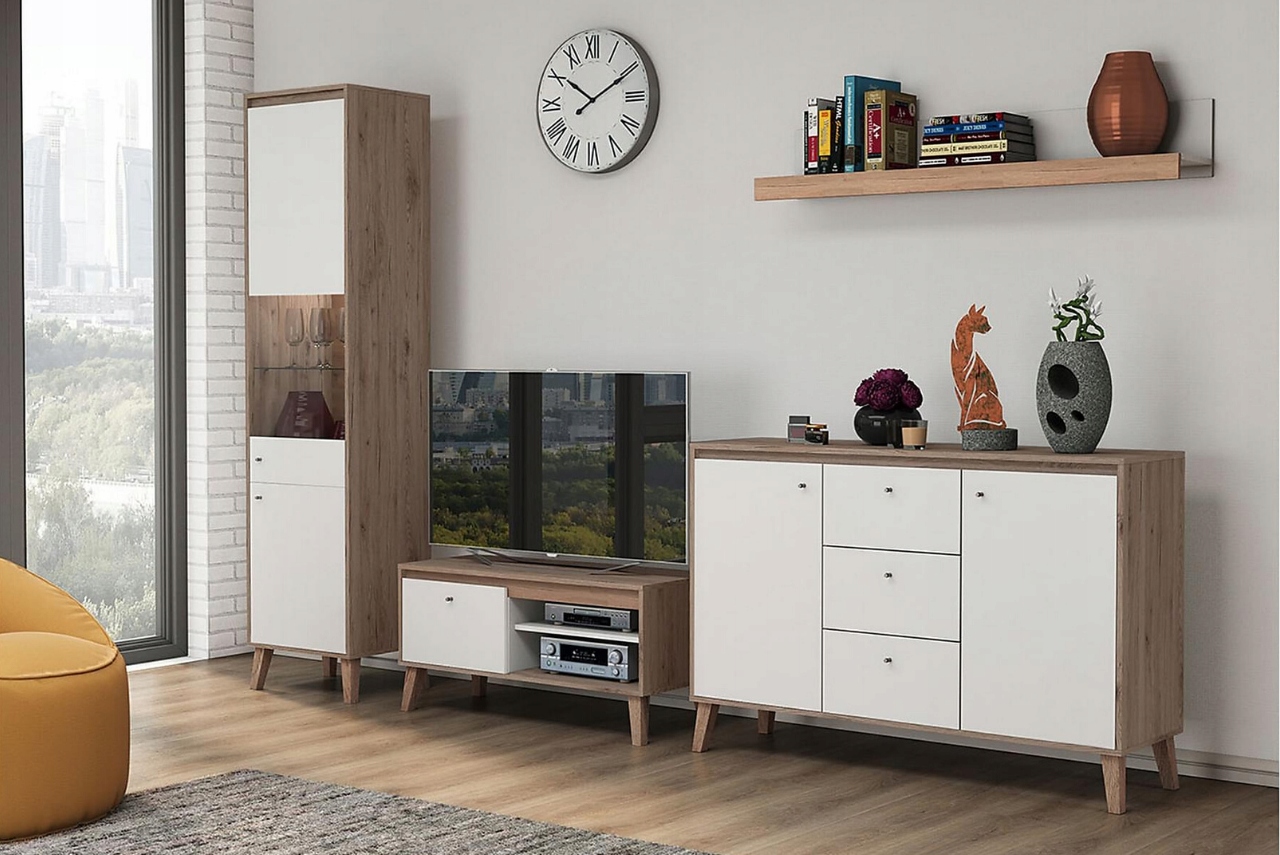 Skandynawska KOMODA OVIEDO z szufladą na nóżkach Głębokość mebla 40 cm