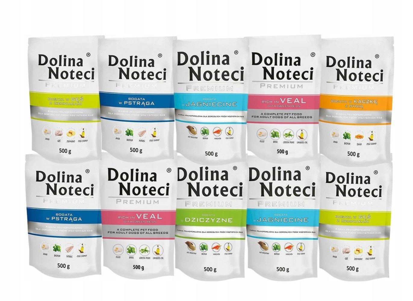 Levně Dolina Noteci Premium Vlhké krmivo pro psy mix chutí 10x500 g