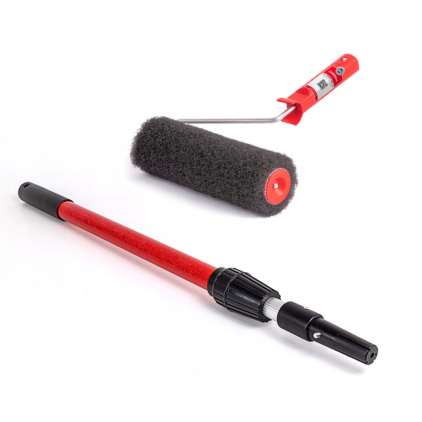 Zestaw wałek do gładzi 25 cm do nakładania mas, kij teleskopowy 0,68-1,1m