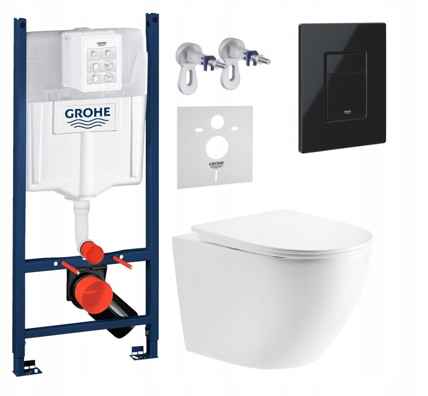 Sada Wc roštu Grohe s Wc misou Lesna a tlačidlom čierny lesk Fresh